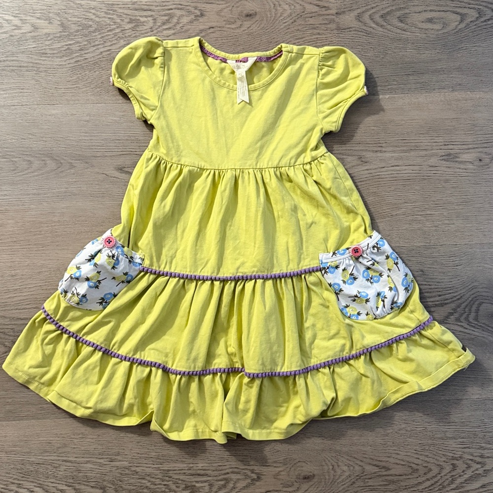 Matilda Jane Yellow Tiered Dress with Floral Pockets